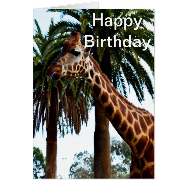 Funny Giraffe framboise, carte d'anniversaire (Devant)
