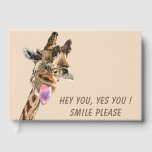 Funny Giraffe Gästebuch - Benutzerdefinierter Text<br><div class="desc">Benutzerdefinierter Text und Farben Funny Guest Book mit Giraffe Tongue Out und Playful Wink - Lächeln Tier Cartoon Zeichnend - Wählen / Fügen Sie Ihren einzigartigen Text / Schriftart / Farbe / Größe - Erstellen Sie Ihre speziellen Gästebuche / Geschenk - Verkleinern und verschieben oder entfernen und hinzufügen Elemente /...</div>
