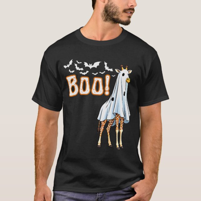 Funny Giraffe Ghost Boo Shirt Cute Animal Hallowee (Vorderseite)
