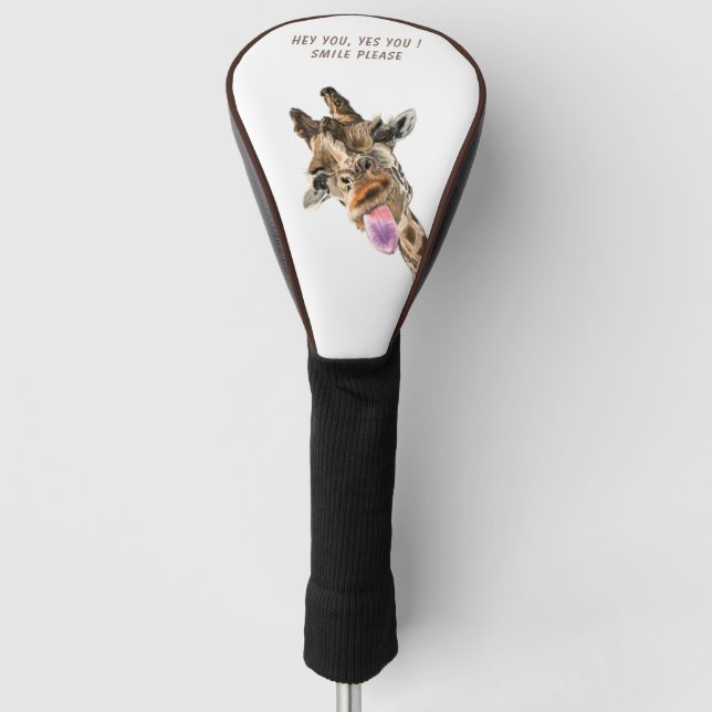 Funny Giraffe Golf Head Cover - Custom Text Golf Headcover (Vorderseite)