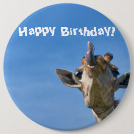 Funny Giraffe Happy Birthday Button
