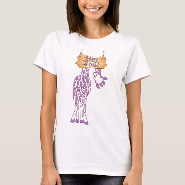 Funny Giraffe Hey, du unterschreib T-Shirt (Vorderseite)