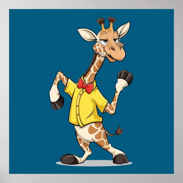 Funny Giraffe Illustration Poster (Vorne)