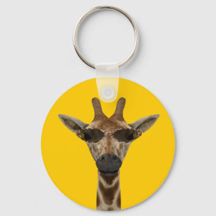 Funny Giraffe Incognito mit trendiger Sonnenbrille Schlüsselanhänger