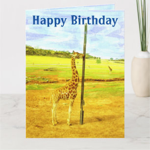 Funny Giraffe Jumbo Watercolor Carte d'anniversair