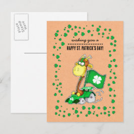 Funny Giraffe Kraft Paper St. Patrick's Day Postkarte