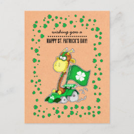 Funny Giraffe Kraft Paper St. Patrick's Day Postkarte