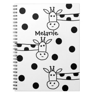 Funny Giraffe Line Zeichnend und Punkte Personalis Notizblock