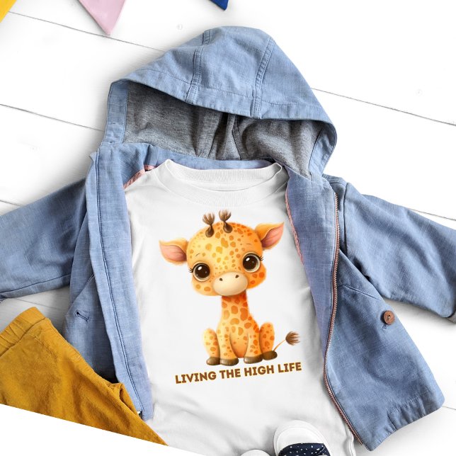 Funny Giraffe Living the High Life Kleinkind T-shirt (Von Creator hochgeladen)