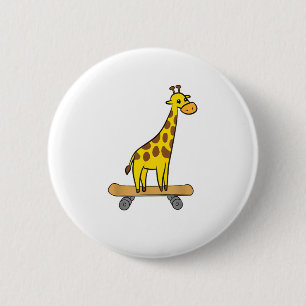 Funny Giraffe Lover Giraffe Skateboard Button