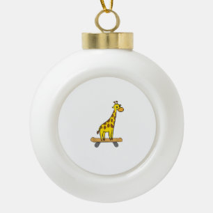 Funny Giraffe Lover Giraffe Skateboard Keramik Kugel-Ornament