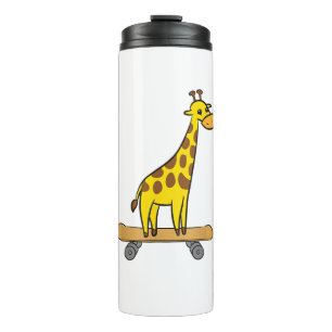Funny Giraffe Lover Giraffe Skateboard Thermosbecher