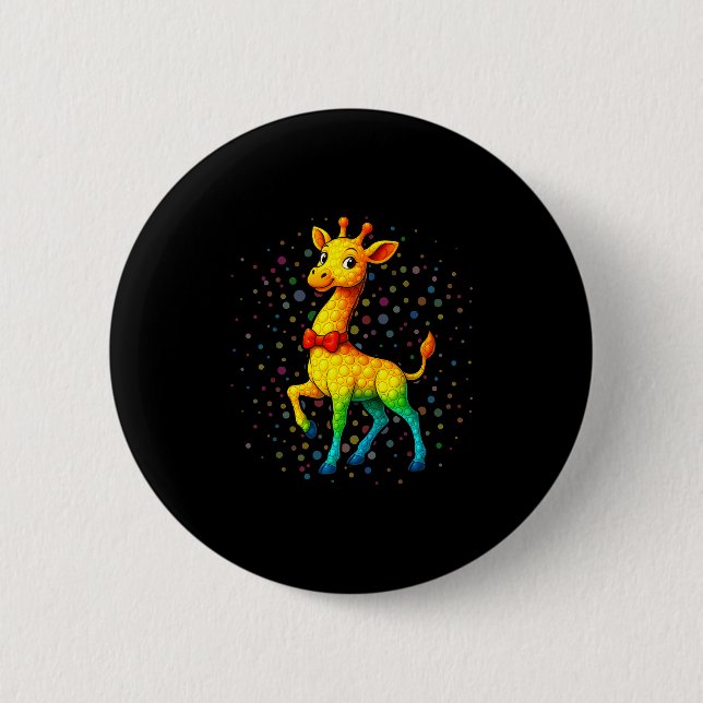 Funny Giraffe Lovers Polka Dots Happy Dot Day Boys Button (Vorderseite)