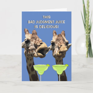 Funny Giraffe Margarita Carte d'anniversaire