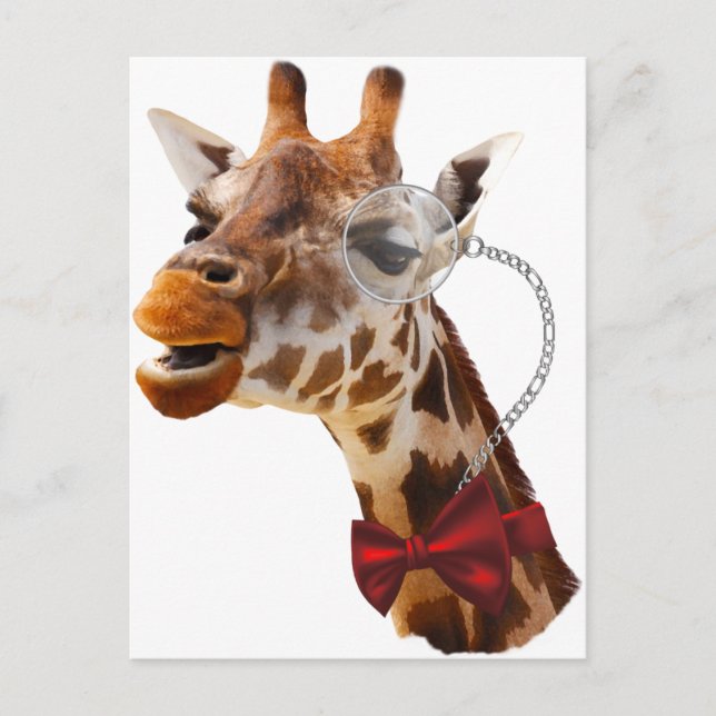 Funny Giraffe mit Bowtie und Monocle Postkarte (Vorderseite)