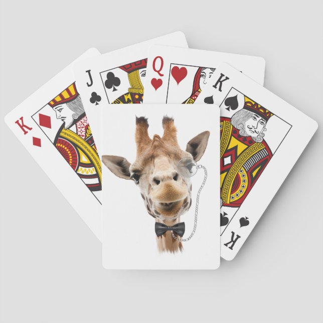 Funny Giraffe mit Bowtie und Monocle Spielkarten (Rückseite)