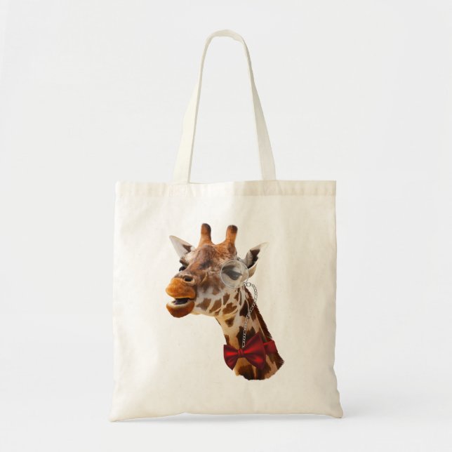 Funny Giraffe mit Bowtie und Monocle Tragetasche (Vorne)