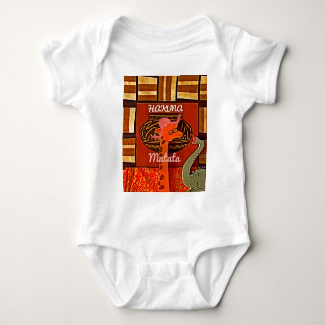 Funny Giraffe mit coolem Text Hakuna Matata Design Baby Strampler (Vorderseite)