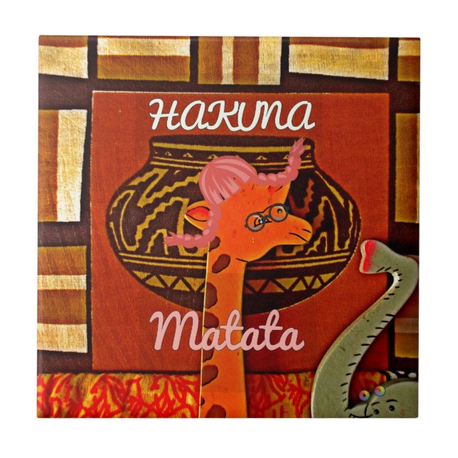 Funny Giraffe mit coolem Text Hakuna Matata Design Fliese (Vorderseite)