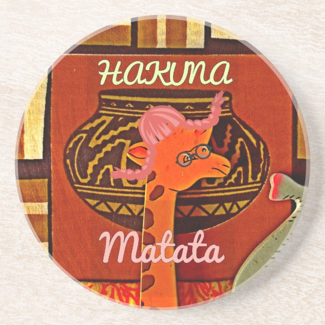 Funny Giraffe mit coolem Text Hakuna Matata Getränkeuntersetzer (Vorne)