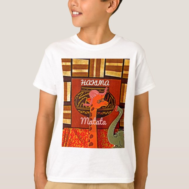 Funny Giraffe mit coolem Text Hakuna Matata T-Shirt (Vorderseite)