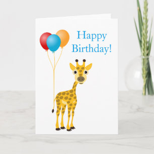 Funny Giraffe mit farbenfrohen Ballons Karte