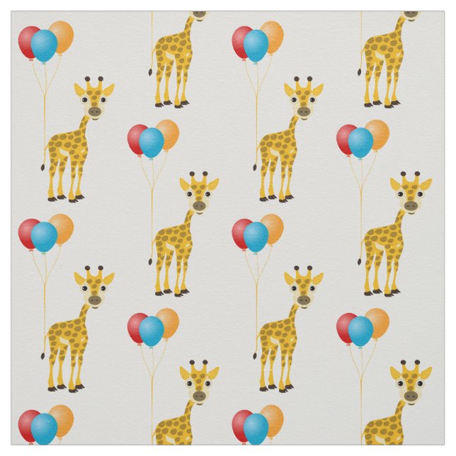 Funny Giraffe mit farbenfrohen Ballons Stoff (Muster)