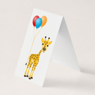 Funny Giraffe mit farbenfrohen Ballons Visitenkarten