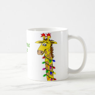 Funny Giraffe mit Lichtern Whimsischer Weihnachten Kaffeetasse
