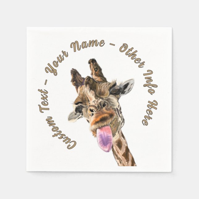 Funny Giraffe Napkins mit eigenem Text Serviette (Vorderseite)