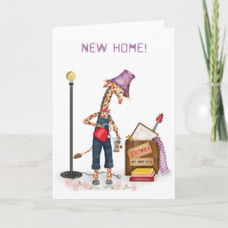 Funny giraffe new home card karte