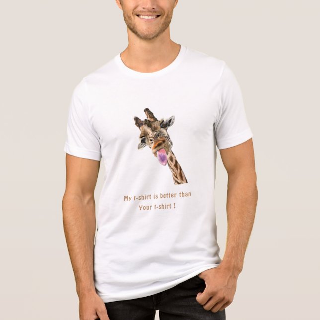 Funny Giraffe Playful Tongue Out with Text Tri-Blend Shirt (Vorderseite)