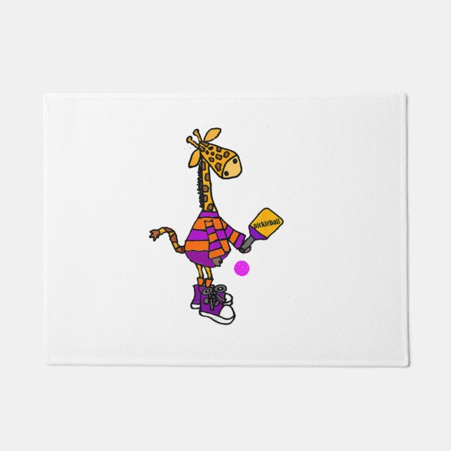 Funny Giraffe Playing Pickleball Fußmatte (Vorderseite)