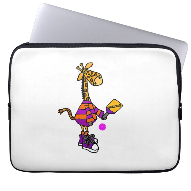 Funny Giraffe Playing Pickleball Laptopschutzhülle (Vorderseite)