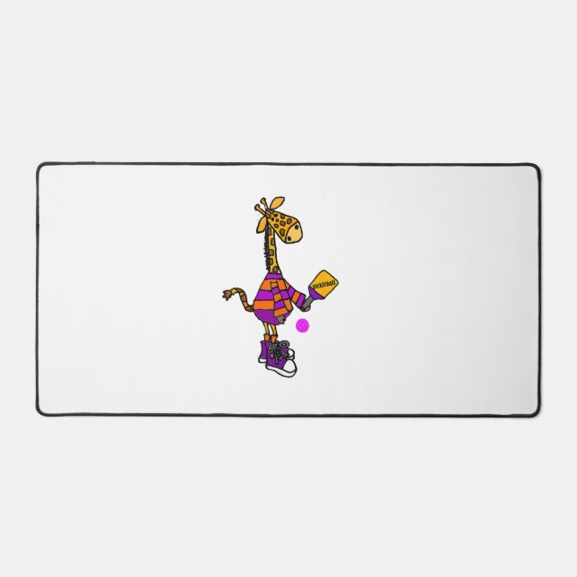 Funny Giraffe Playing Pickleball Schreibtischunterlage (Vorderseite)