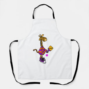 Funny Giraffe Playing Pickleball Schürze
