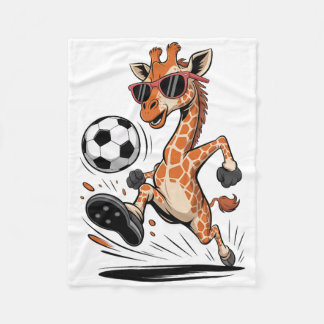 Funny Giraffe Playing Soccer Ll Artwork Cool Anima Fleecedecke