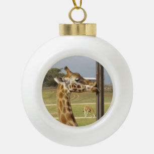 Funny Giraffe Pucker Up, Keramik Kugel-Ornament
