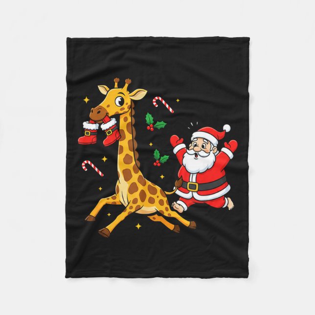 Funny Giraffe Santa Claus Boots Christmas Womens M Fleecedecke (Vorderseite)