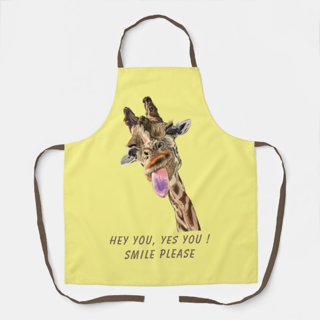 Funny Giraffe Schürze mit benutzerdefiniertem Text (Vorderseite)