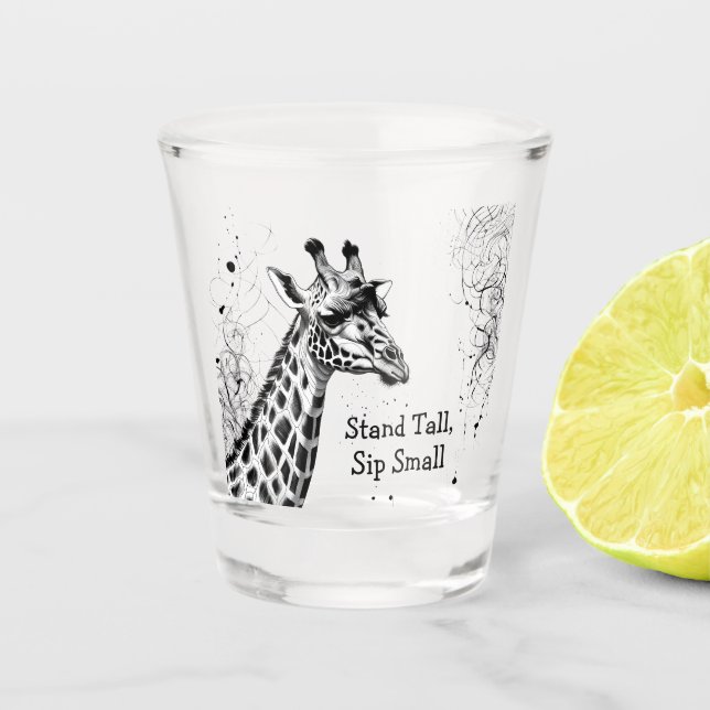 Funny Giraffe Schwarz-weiß Tinte Personalisiert Schnapsglas (Vorderseite)
