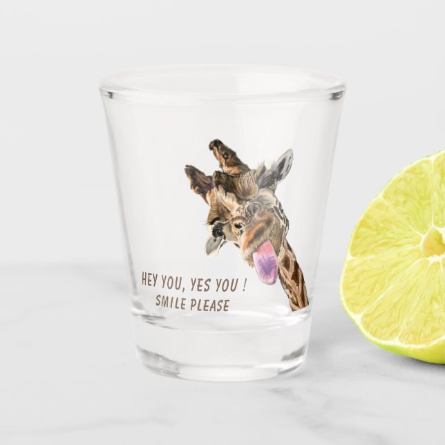 Funny Giraffe Shot Glass Smile - Benutzerdefiniert Schnapsglas (Vorderseite)