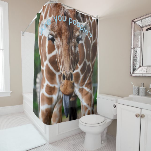 Funny Giraffe Shower Curtain “Are You Poopin’?” –  Duschvorhang (Beispiel)