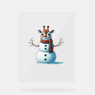 Funny Giraffe Snowman Scarf Weihnachtsfrauen Mens Acrylschild