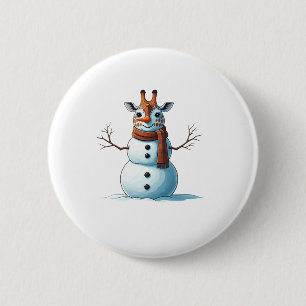 Funny Giraffe Snowman Scarf Weihnachtsfrauen Mens Button