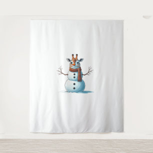 Funny Giraffe Snowman Scarf Weihnachtsfrauen Mens Wandteppich