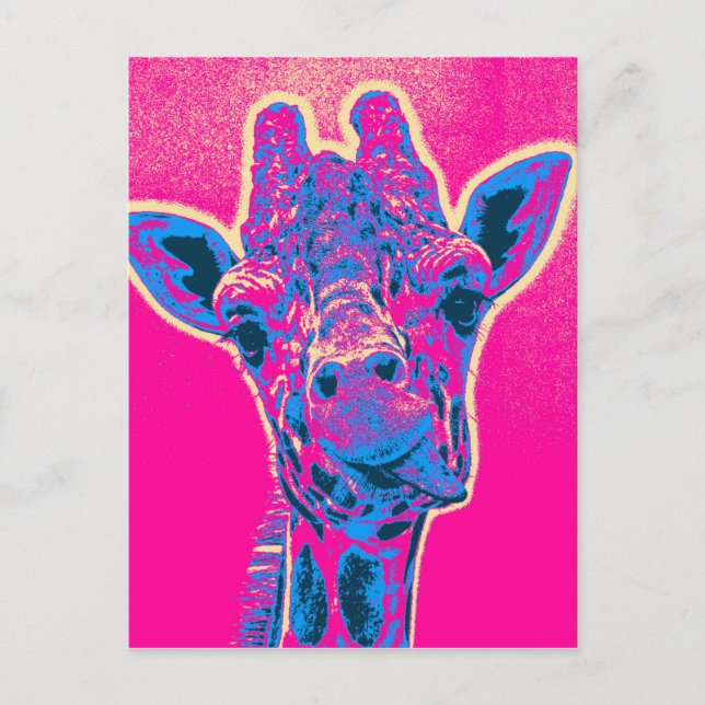 Funny Giraffe stickt seine Zunge heraus Postkarte (Vorderseite)