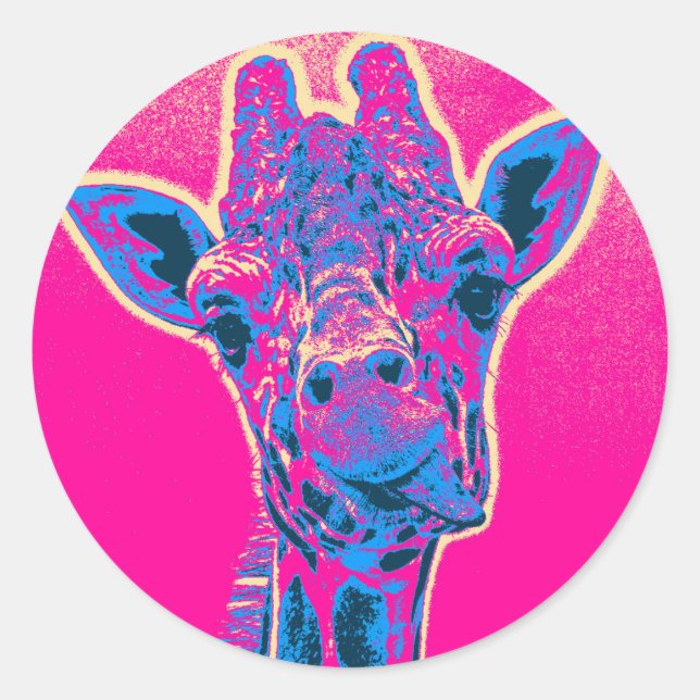 Funny Giraffe stickt seine Zunge heraus Runder Aufkleber (Vorderseite)