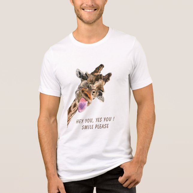 Funny Giraffe T - Shirt Benutzerdefinierter Text (Vorderseite)