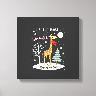 Funny Giraffe The Most Wonderful Time Christmas T- Leinwanddruck